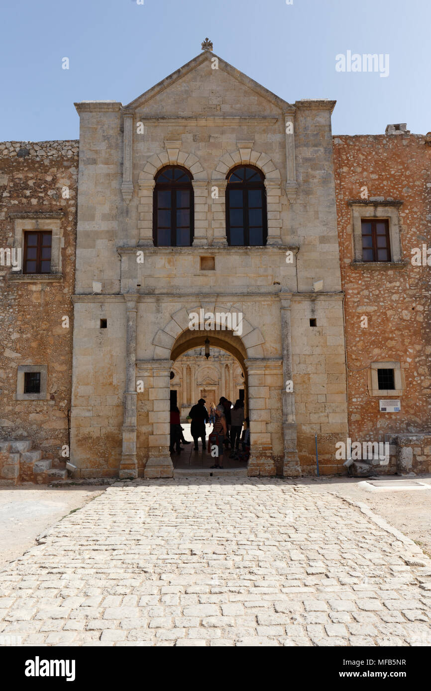 Exterior view of Monastery of Arcadi in Crete Greece Stock Photo