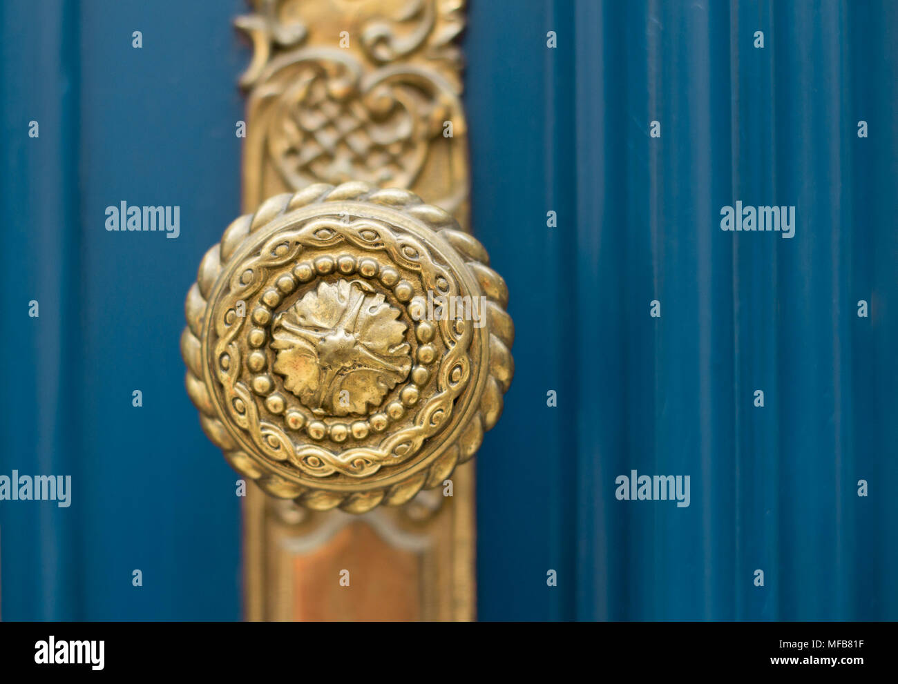 ornate gold door handle Stock Photo