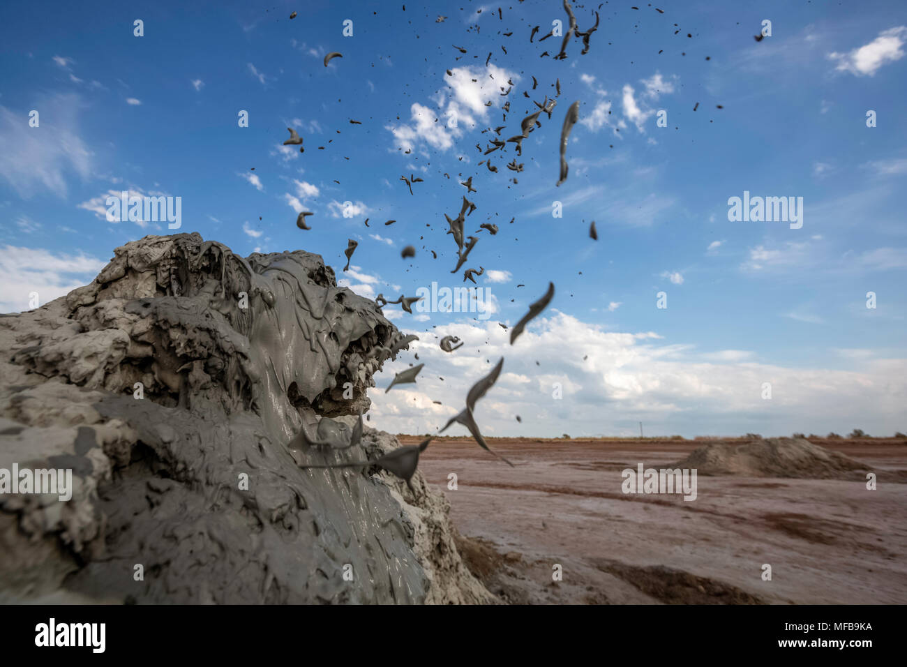 Volcanic mud pots erupting at the Salton Sea Stock Photo