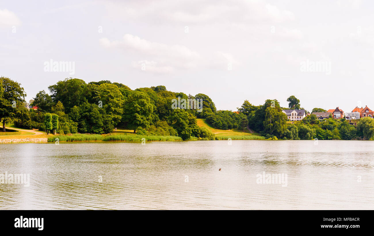 Beautiful park in Denmark behind the Castle, Palace Lake (Slotsoen) Stock Photo