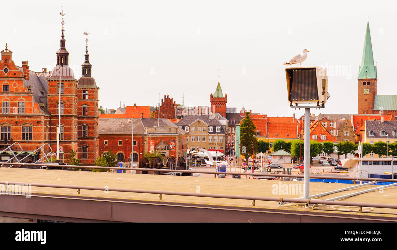 Helsingor, a city and the municipal seat of Helsingor Municipality on the northeast coast of the island of Zealand in eastern Denmark. Stock Photo