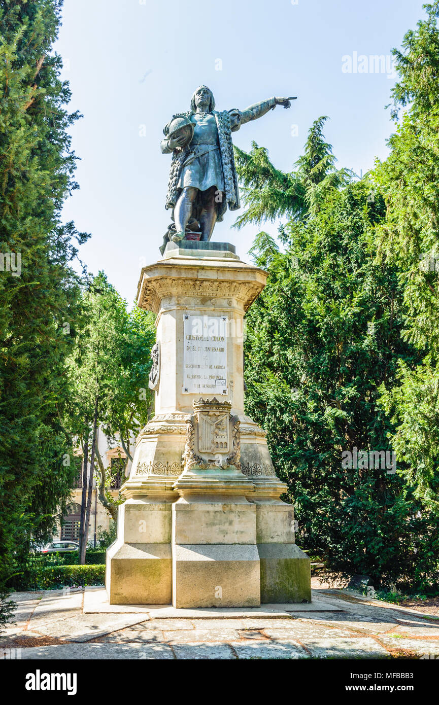 Cristobal Colon monument in Salamanca, Spain Stock Photo