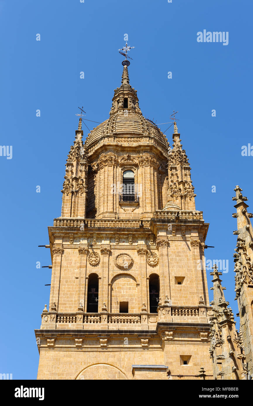 One of the towers of the New Cathedral of Salamanca, Spain, UNESCO World heritage Stock Photo