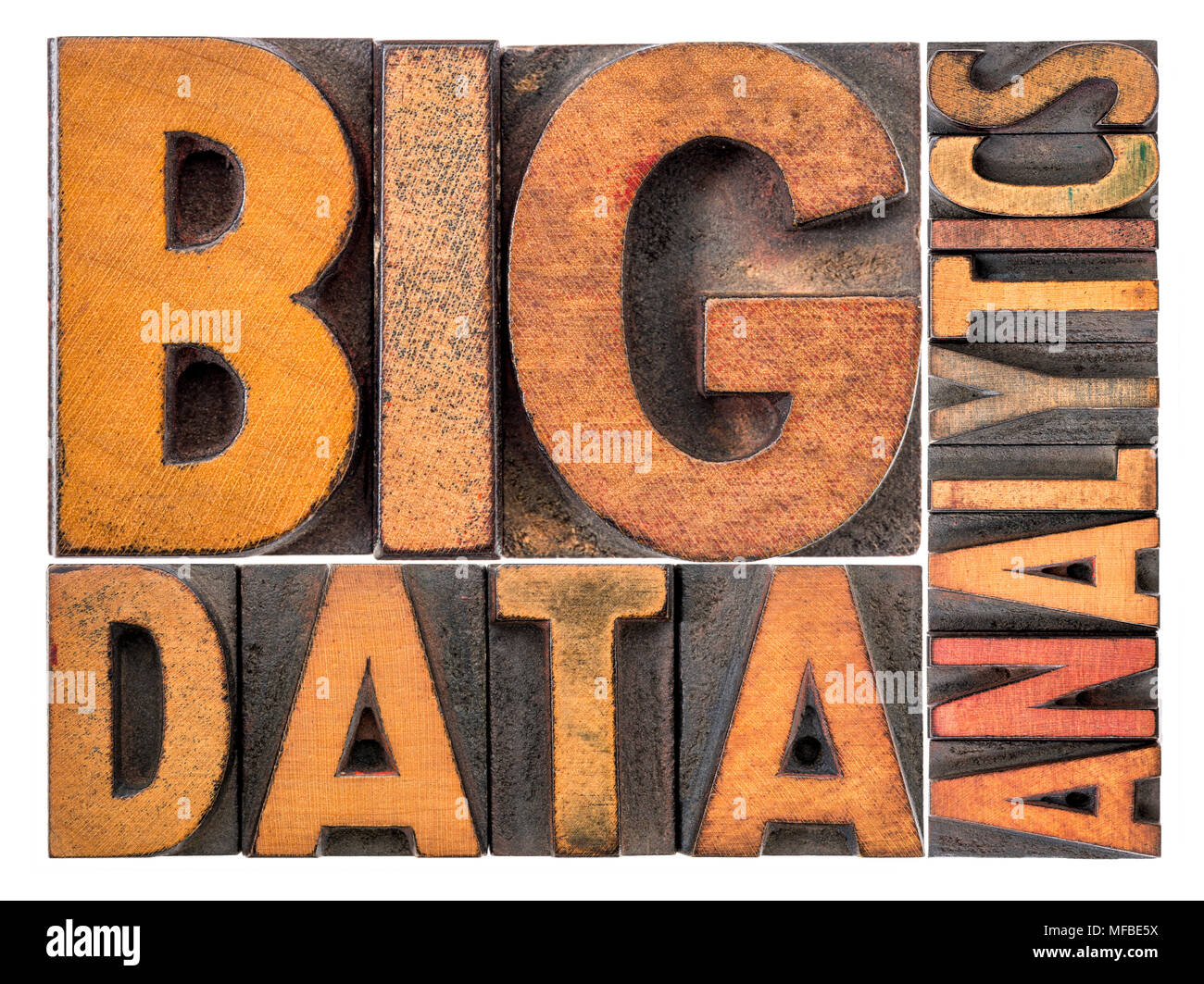 Big Data Analytics Isolated Word Abstract In Vintage Letterpress