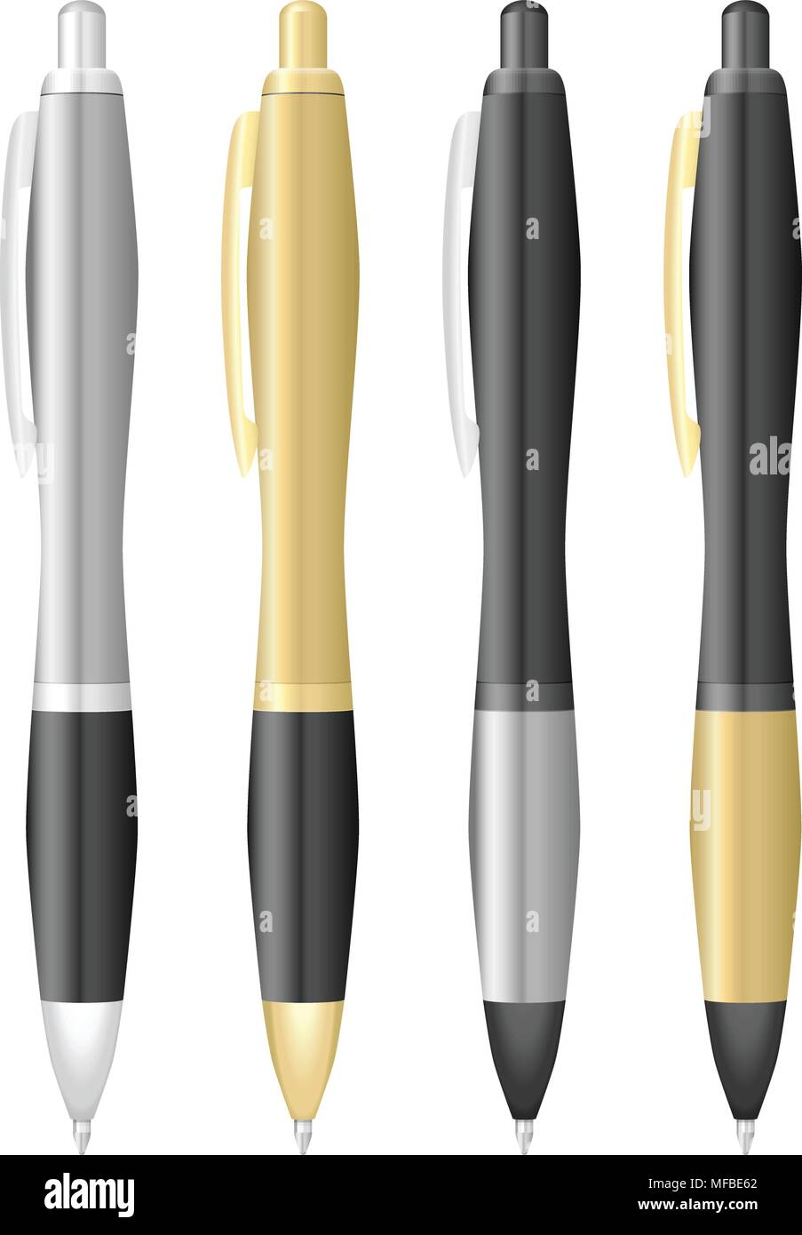Ballpoint pen set on a white background Stock Vector Image & Art - Alamy