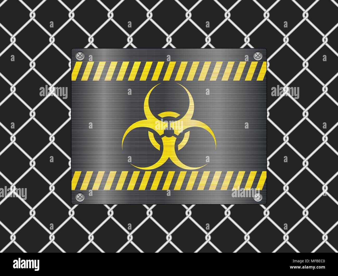 Wire fence and biohazard sign background. Vector illustrator. Stock Vector