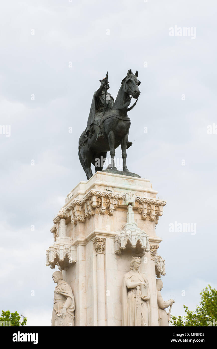 Bronze equestrian statue of Ferdinand III of Castile in the Plaza Nueva ...