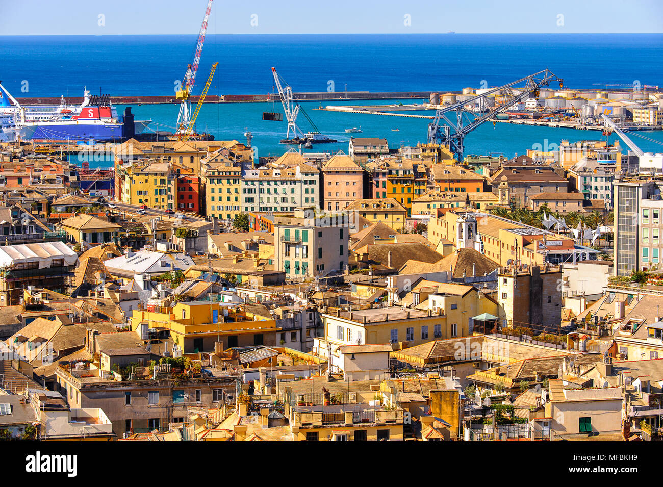 Architecture of the Old Port area of Genoa. Genoa is the capital of ...
