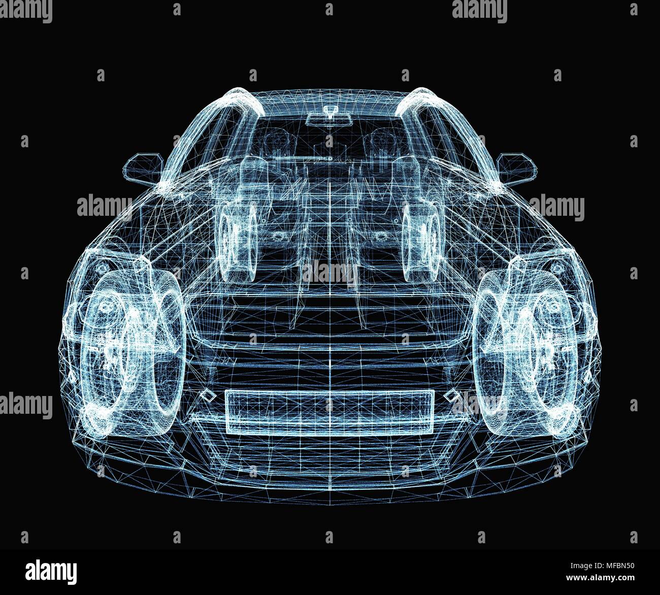 Abstract car consisting of luminous lines and dots Stock Photo - Alamy
