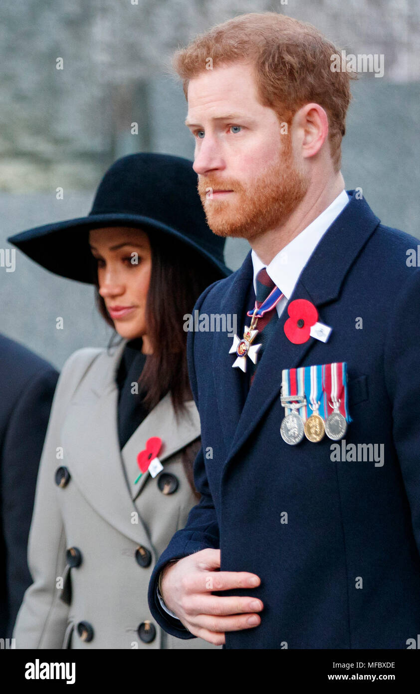 Prince Harry and Meghan Markle during a Dawn Service at the Australian