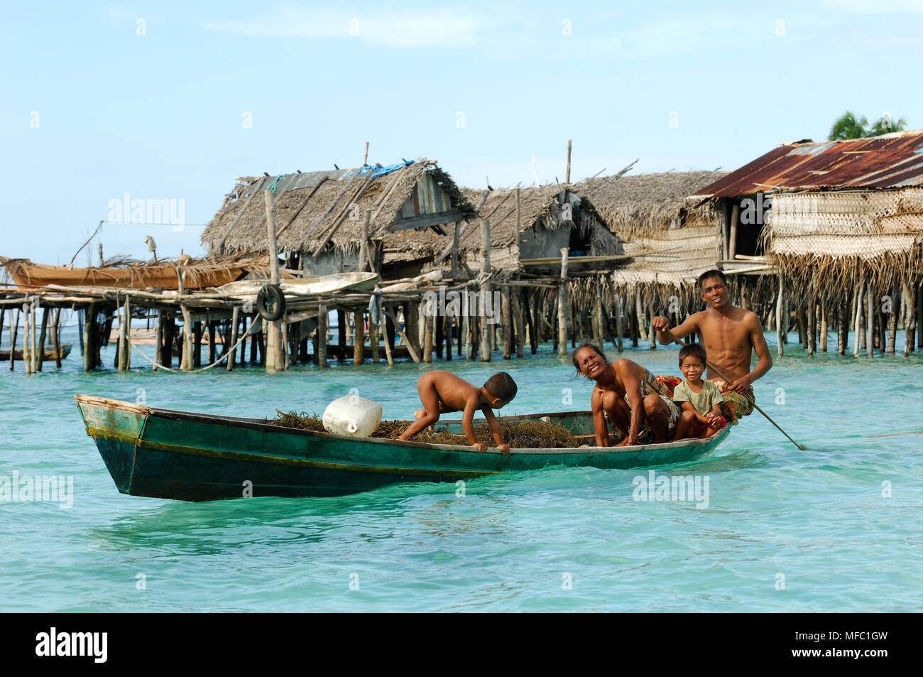 SEA BAJAU OF SEMPORNA Originally mostly from the Philippines, now settled in Semporna.  Sabah, Borneo, Malaysia. Stock Photo
