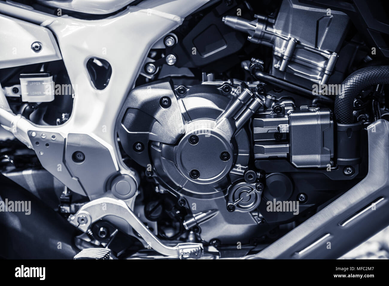 High Performance Motorcycle engine. Stock Photo