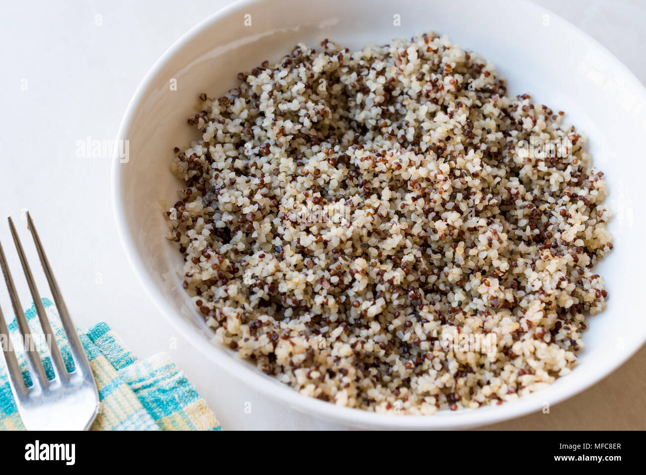 Quinoa Bulgur Food in Bowl / High Protein Fiber Food. Organic Stock Photo Alamy