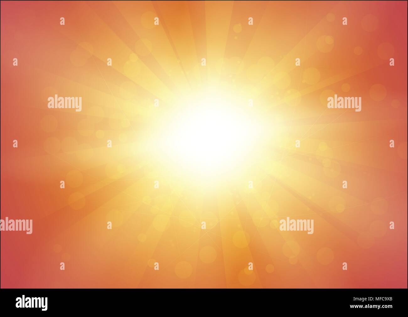 Orange Background with Sunshine and Flash with Rays Abstract Vector