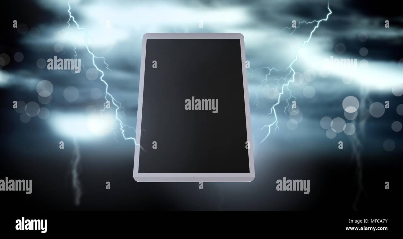 Lightning strikes and tablet Stock Photo Alamy