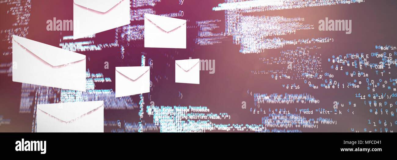 Composite image of graphic of envelopes on white background Stock Photo