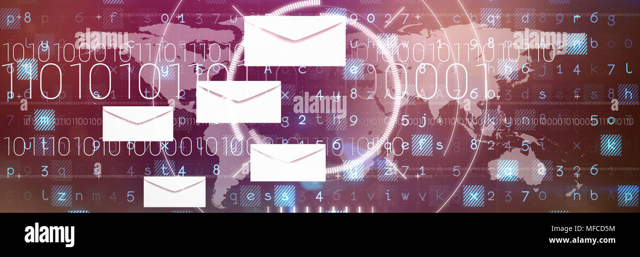 Composite image of graphic of envelopes on white background Stock Photo