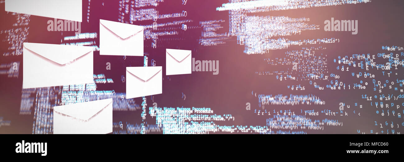 Composite image of graphic of envelopes on white background Stock Photo