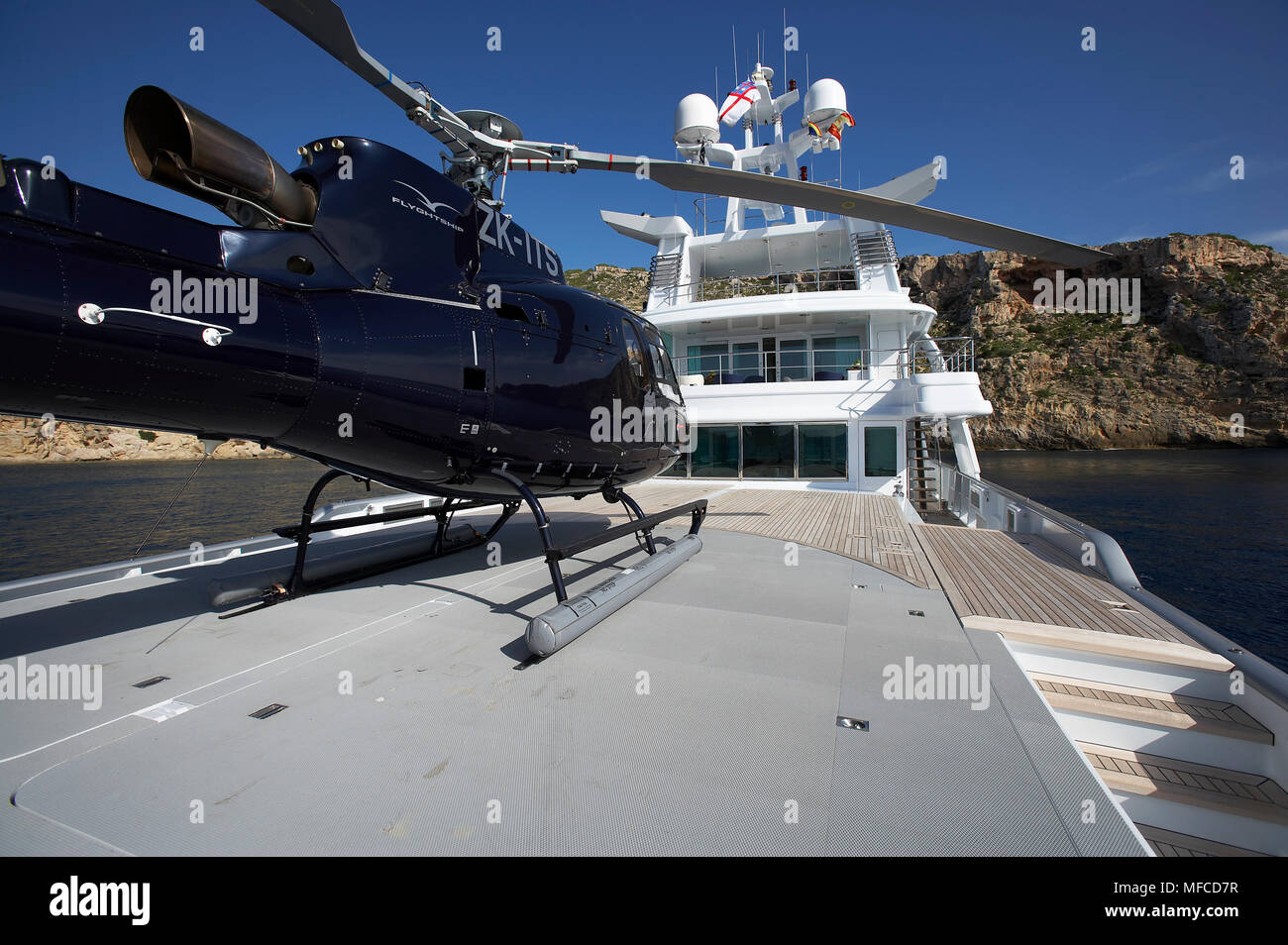 Helicopter on yacht Stock Photo Alamy