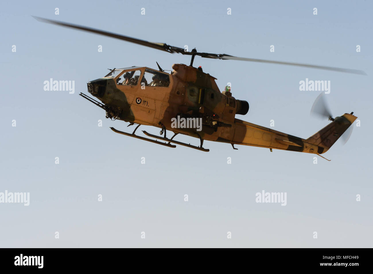 A Jordanian Armed Forces AH-1 Cobra participate in Exercise Eager Lion 18.  Eager Lion is a major exercise with the Hashemite Kingdom of Jordan,  designed to exchange military expertise and improve interoperability