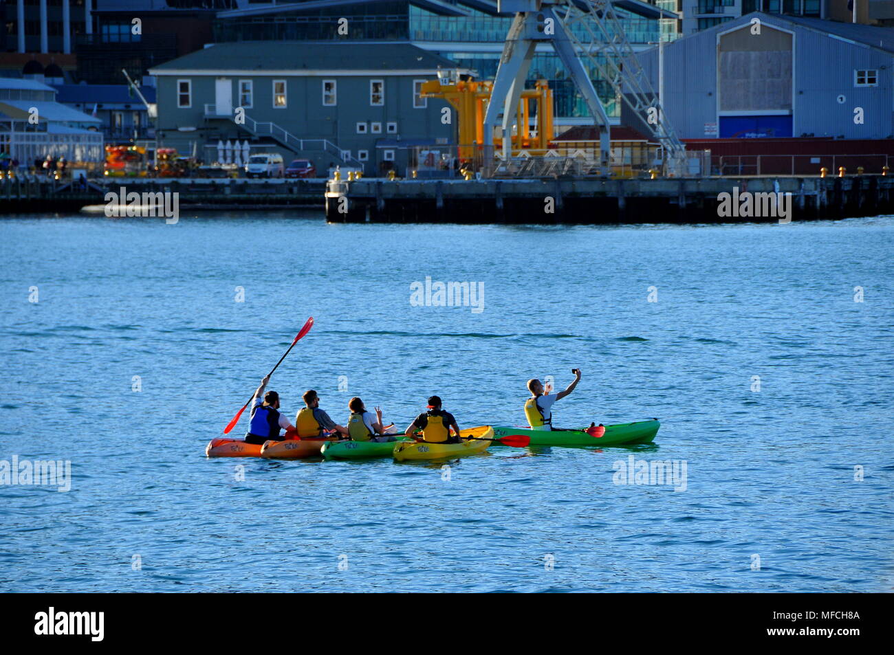 Kayak selfie in Wellington Harbour Stock Photo Alamy