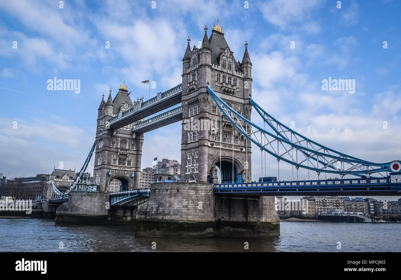 Tower Bridge London. Horizontal view. Stock Photo
