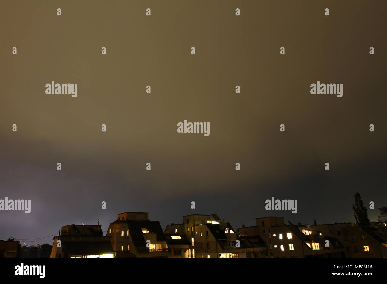 Thunderstorm lights. Bright lightning thunderstorms sparkle from the