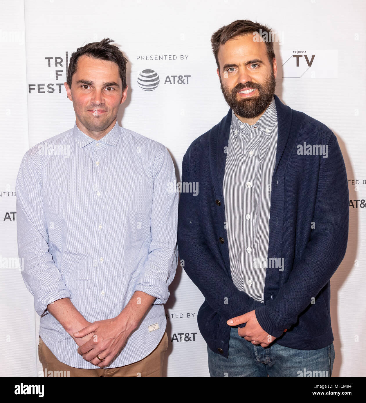 New York, United States. 23rd Apr, 2018. Corey Creasey and Ian Kibbey of Terri Timely attend the screeing of 'Oversharing' at Tribeca TV: Indie Pilots during the 2018 Tribeca Film Festival at Cinepolis Chelsea, Manhattan Credit: Sam Aronov/Pacific Press/Alamy Live News Stock Photo