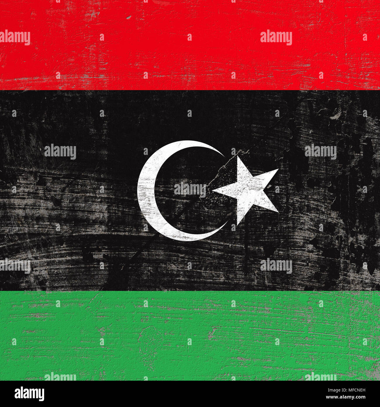 3d rendering of Libya flag in a scratched surface Stock Photo - Alamy