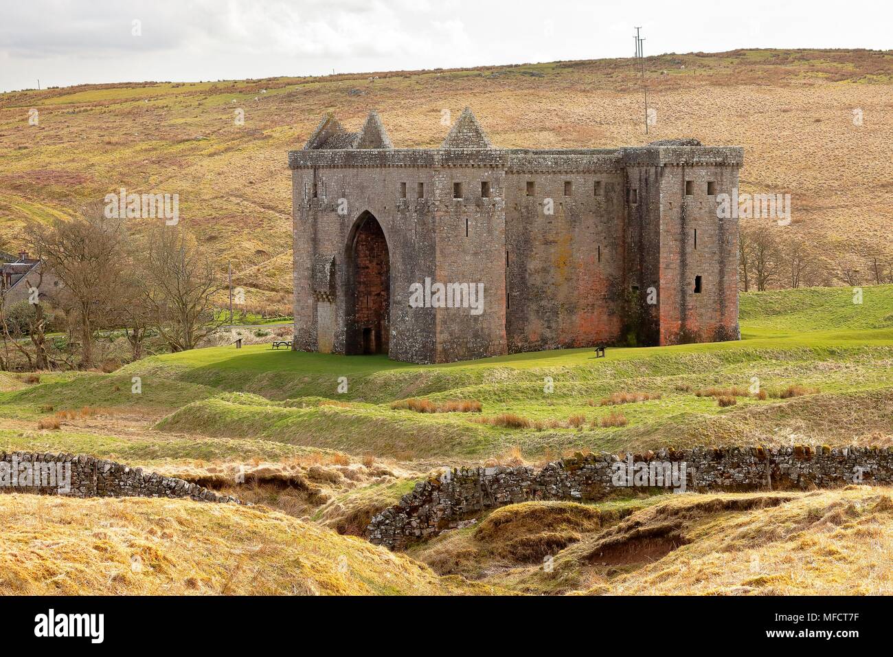 Hermitage Castle, Newcastleton, Roxburghshire, Scottish Borders, Scotland, located in the debatable lands between England and Scotland. Stock Photo