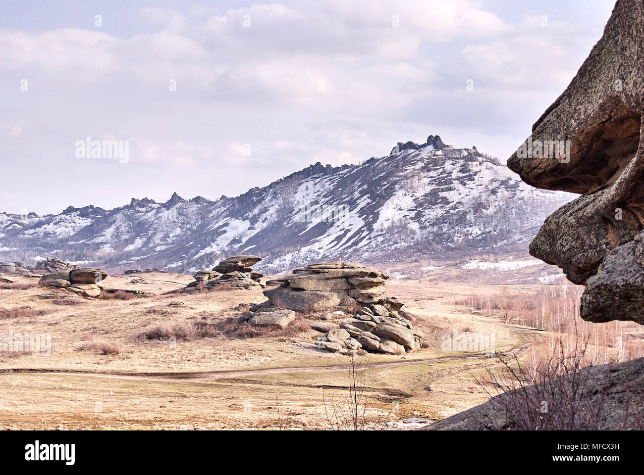 Beautiful scenery. Gray stones. Mountain landscape. Stock Photo