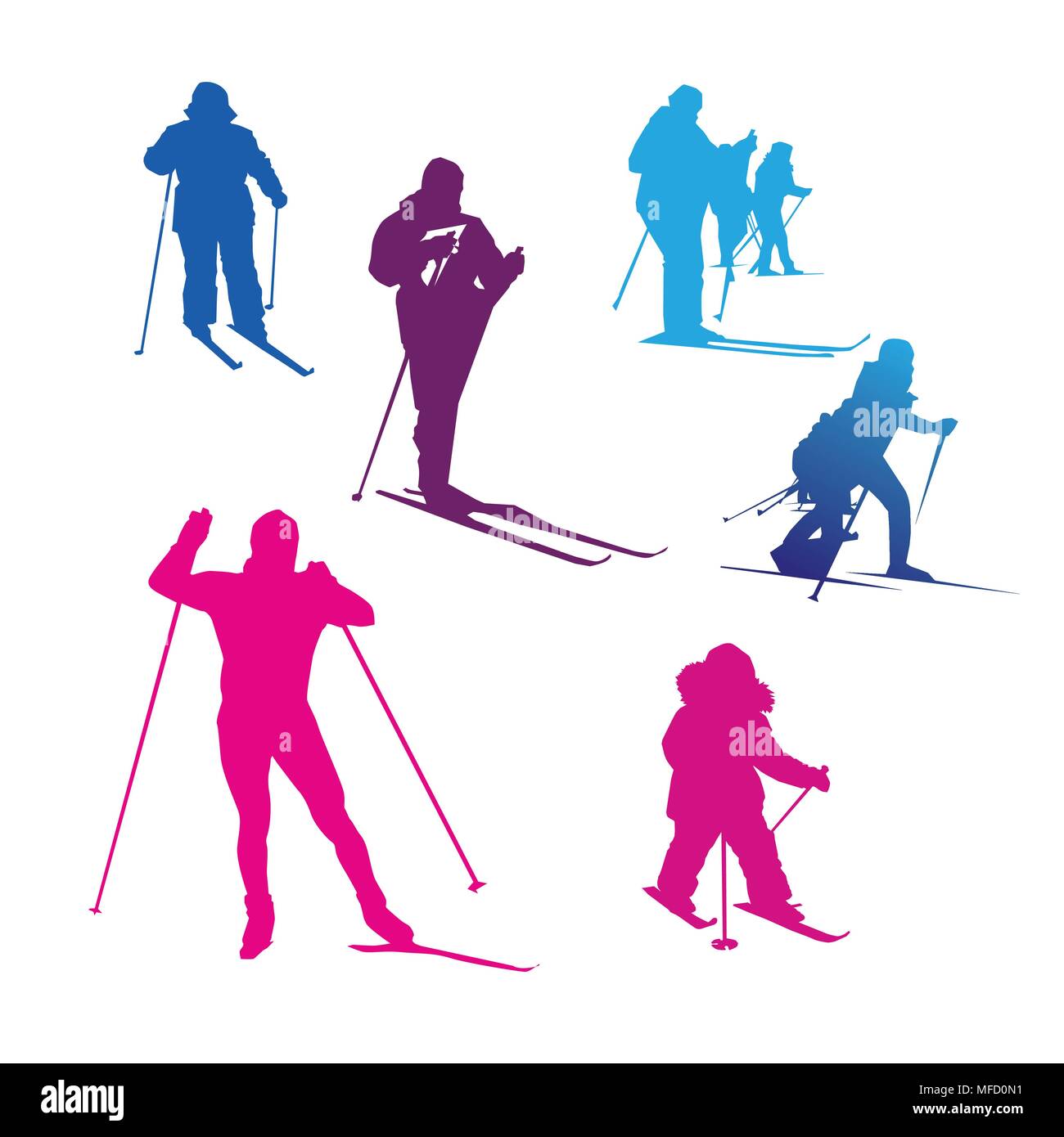 skiing competition people different ageand professionality Stock Vector