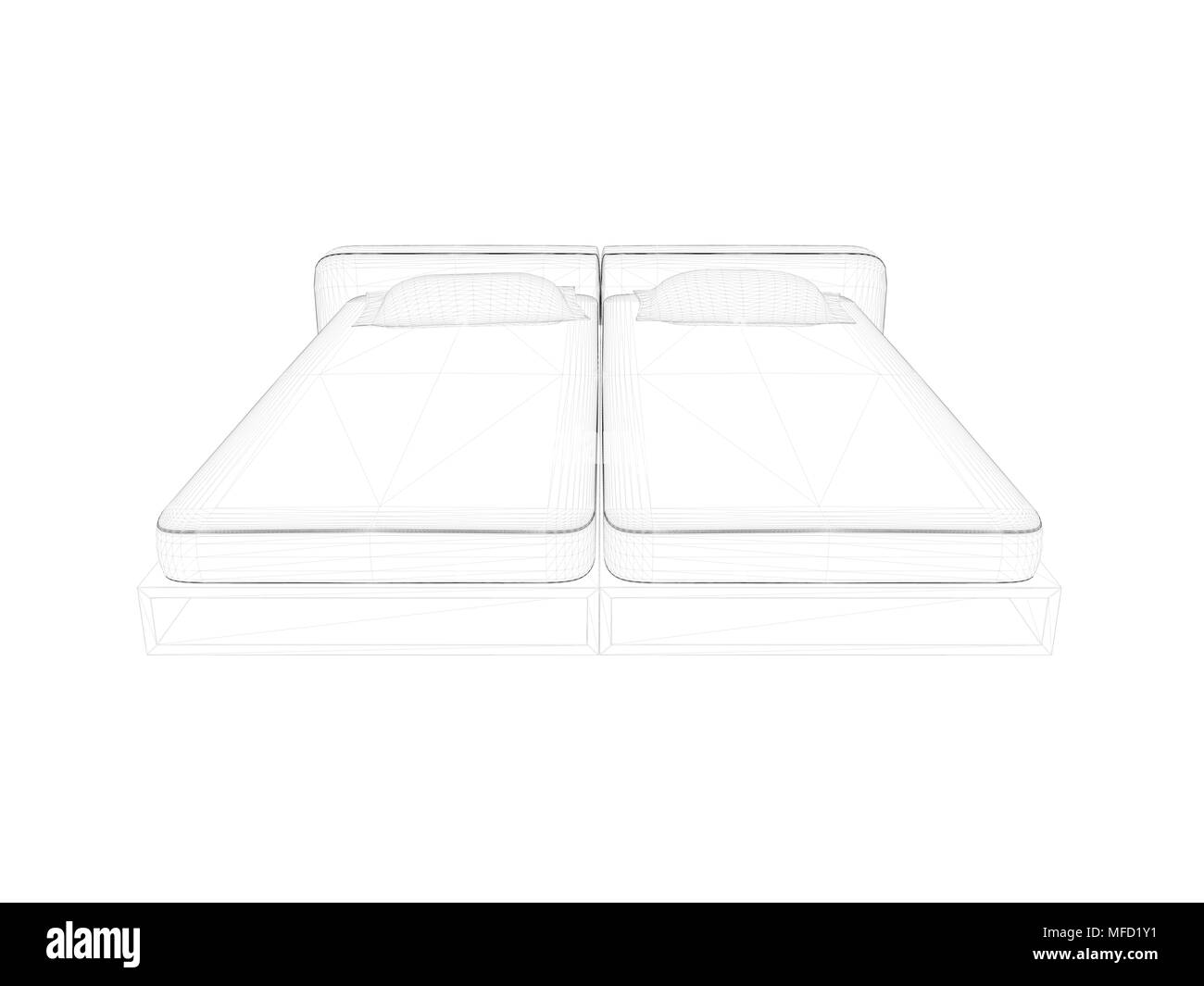3d rendering bed top view Black and White Stock Photos & Images - Alamy
