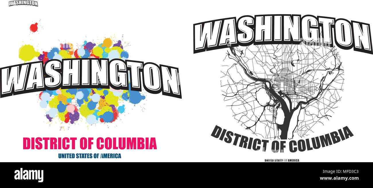Washington Dc Logo Design Two In One Vector Arts Big Logo With Vintage Letters With Nice Colored Background And One Color Version With Map For Eve Stock Vector Image Art Alamy