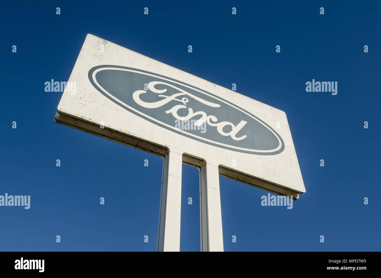 Ford sign outside Ford car engine factory, Norlane, Geelong, Victoria, Australia Stock Photo