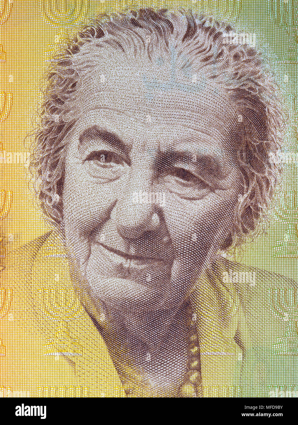 Golda Meir portrait from Israeli money Stock Photo