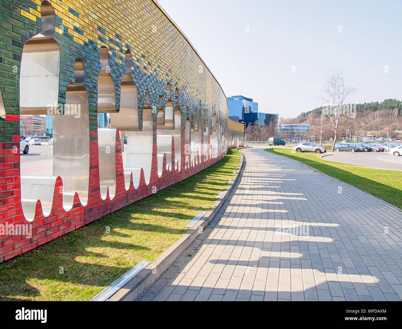 VILNIUS, LITHUANIA-APRIL 12, 2018: Road of Freedom sculpture by Saulius Pamerneckis Stock Photo