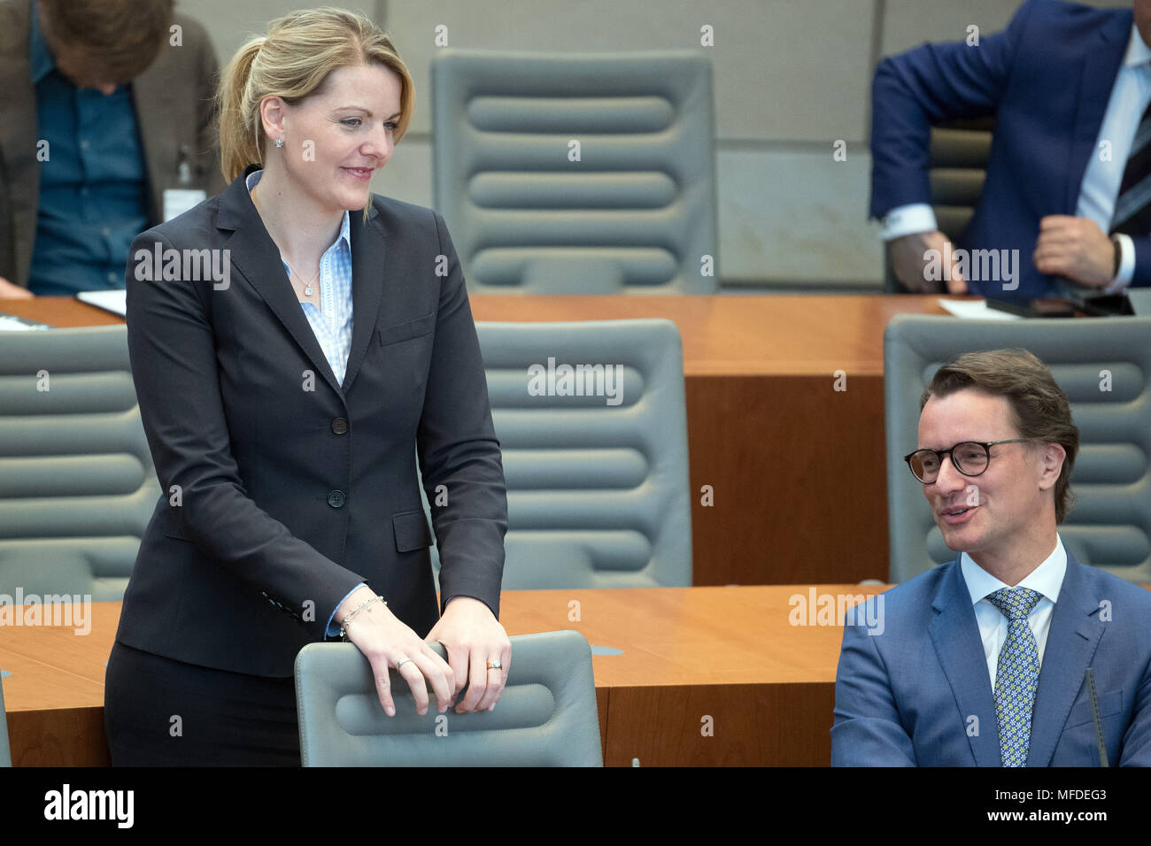 25 April 2018, Germany, Duesseldorf: The Minister for Environment, Nature, Agriculture, and Consumer Protection of the state of North Christina Schulze Foecking of the Christian Democratic Union (CDU), and Minister for