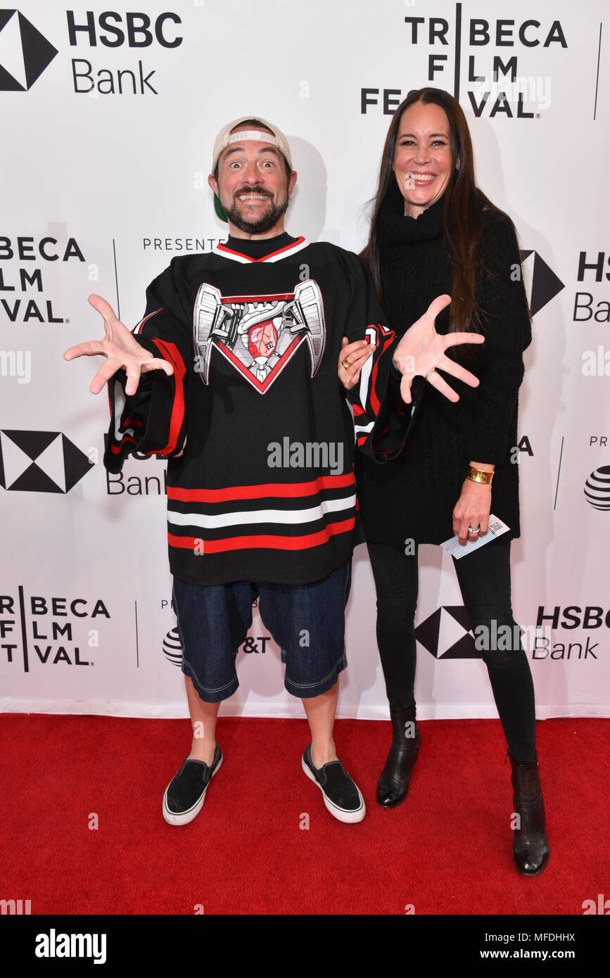 New York, USA. 24th April 2018. Kevin Smith and Jennifer Schwalbach Smith attend the screening of 'All These Small Moments' during the 2018 Tribeca Film Festival at SVA Theatre on April 24, 2018 in New York City. Credit: Erik Pendzich/Alamy Live News Stock Photo
