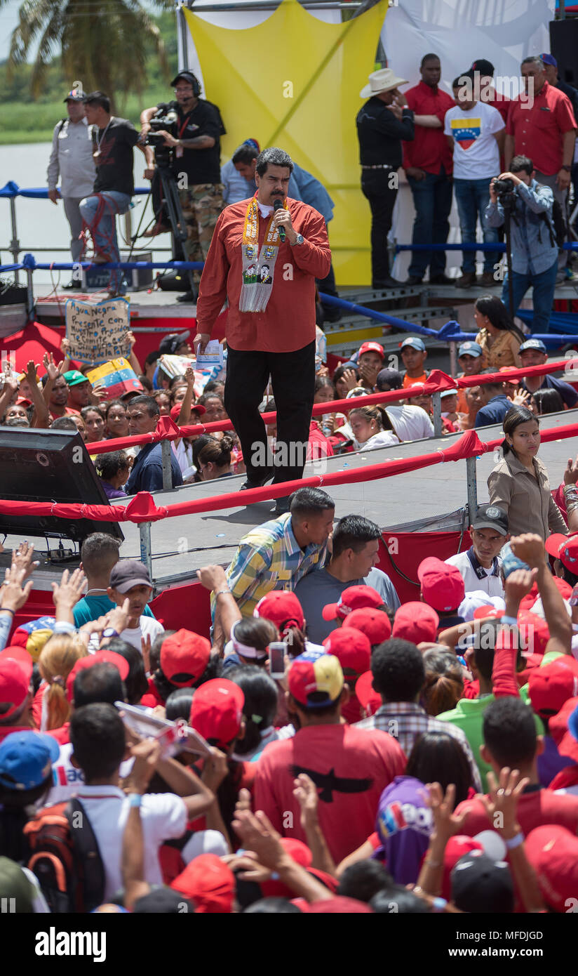Venezuela. Tucupita. 24th April 2018. Venezuelan President Nicolás Maduro speaks at a campaign rally in Tucupita, capital of the state of Delta Amacuro (east). Marcos Salgado / Alamy News Stock Photo