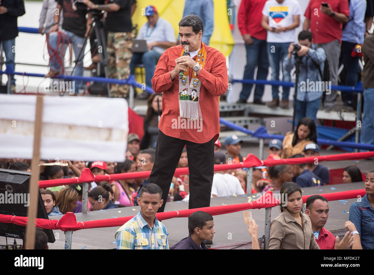 Tucupita. Venezuela. 24th April 2018. The president of Venezuela, Nicolás Maduro, participates in a campaign in Tucupita, the capital of the state of Delta Amacuro (east). Marcos Salgado / Alamy News Stock Photo