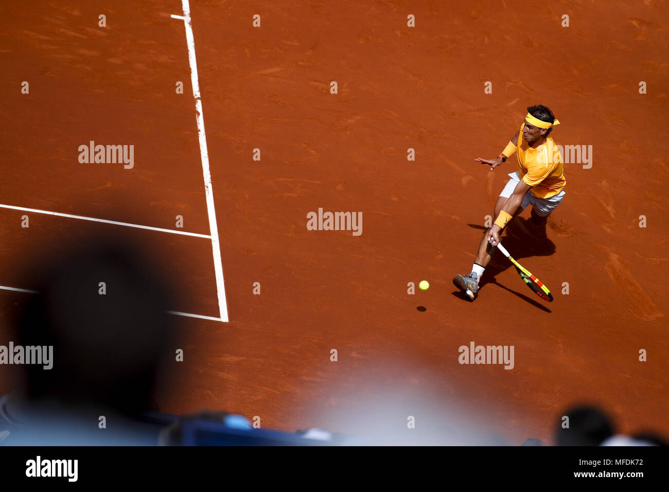 Barcelona, Barcelona, Spain. 25th Apr, 2018. 25th April 2018. Barcelona, Spain; Banc Sabadell Barcelona Open Tennis tournament; Rafael Nadal of Spain during the round 2 of Barcelona 66 Â¼ Conde de Godo Credit: Eric Alonso/ZUMA Wire/Alamy Live News Stock Photo