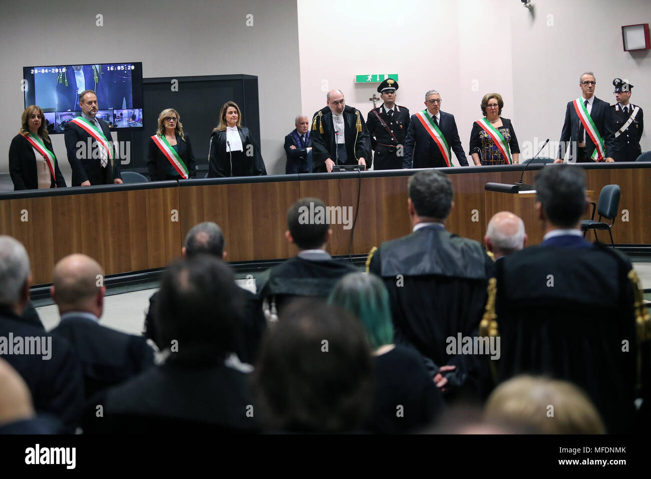 Palermo, la Corte d'Assise di Palermo emette la sentenza sulla trattativa Stato Mafia avvenuta negli anni '90. Condanne eccellenti e assolto Nicola Mancino. Stock Photo