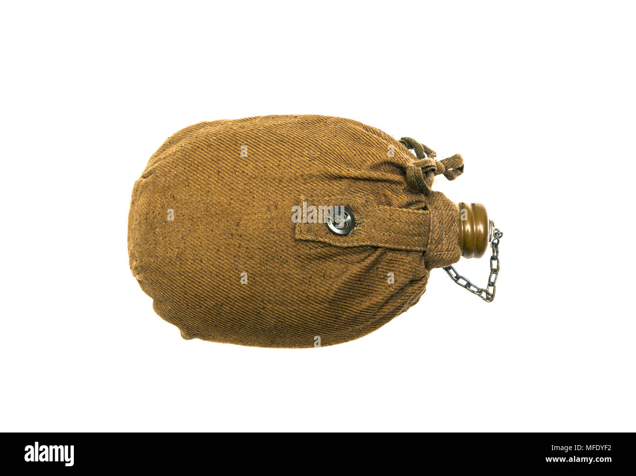 Old Military canteen. Army water canteen isolated on a white background. military water bottle