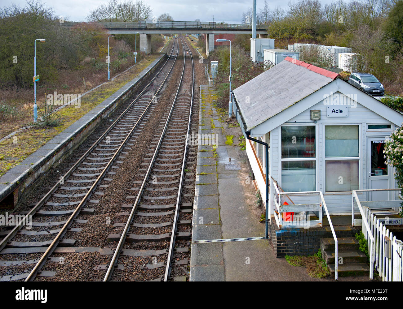 Acle railway station on the Wherry lines between Norwich and Great Yarmouth in Norfolk, UK Stock Photo