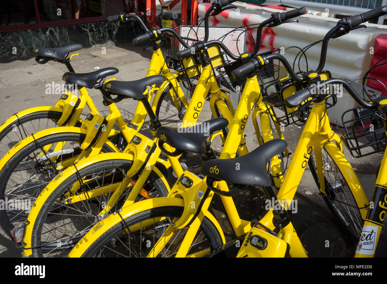 The Alibaba-backed Ofo bike hire scheme is leaving London amongst concerns for its future Stock Photo