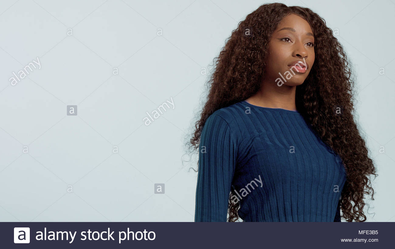 Beauty Black Mixed Race African American Woman With Long Curly