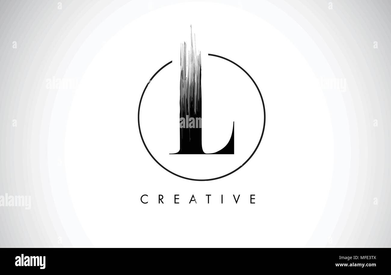 L Brush Stroke Letter Logo Design. Black Paint Logo Leters Icon with ...