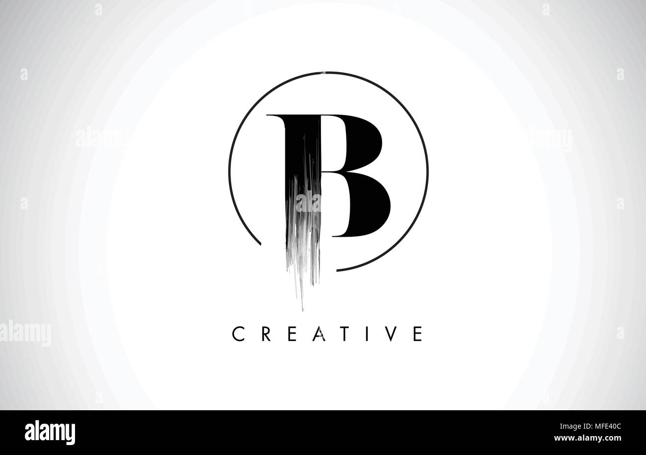 B Brush Stroke Letter Logo Design. Black Paint Logo Leters Icon with ...
