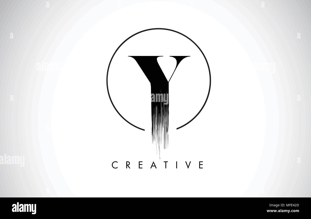 Y Brush Stroke Letter Logo Design. Black Paint Logo Leters Icon with ...